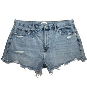 Pistola Nova Relaxed High Rise Cut Off Denim Beachy Festival Distress Shorts 32